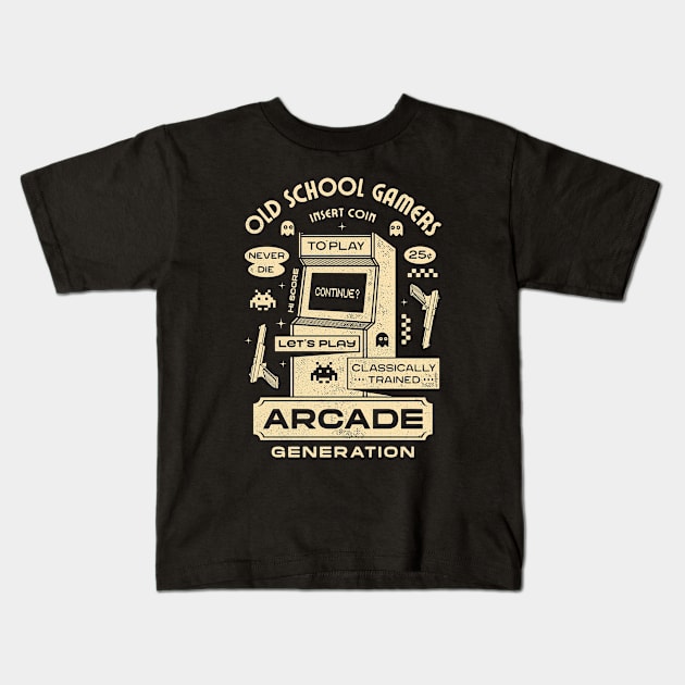 Arcade Gamers Kids T-Shirt by logozaste